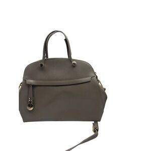 Furla Satchel Bag Grey Pebbled Leather Top Handle‎ Crossbody Bag Made in Italy